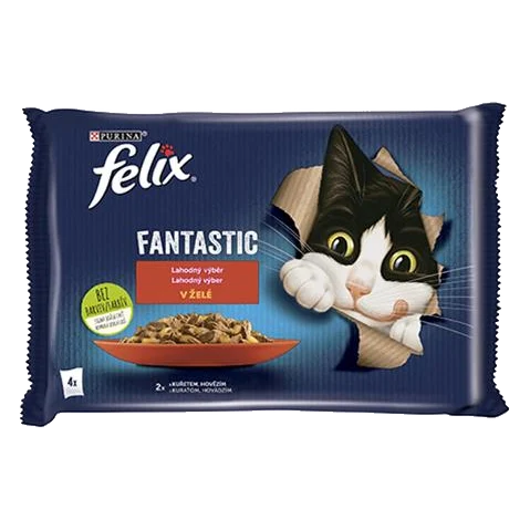 Nestlé FELIX Fantastic cat Multipack hovädzie&kura želé kapsička 4x85 g