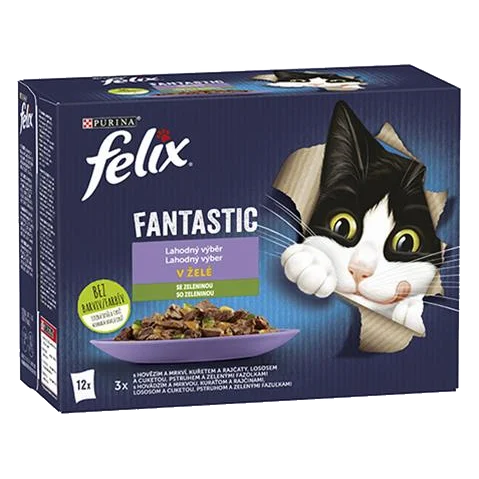 Nestlé FELIX Fantastic cat Multipack výber so zeleninou želé kapsička 12x85 g