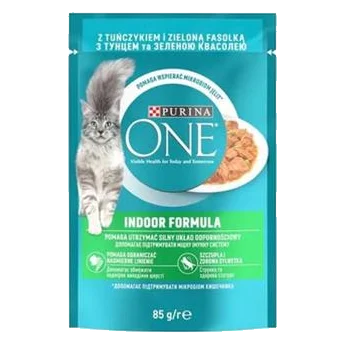 Nestle PURINA ONE cat Indoor mini filetky s tuniakom a zelenými fazuľkami v šťave 26x85g