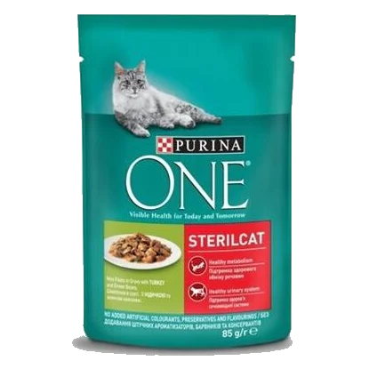 Nestle PURINA ONE cat Sterilcat mini filetky s morkou a zelenými fazuľkami v šťave 26x85g