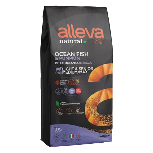 Alleva NATURAL dog senior medium & maxi ocean fish & pumpkin light 12 kg