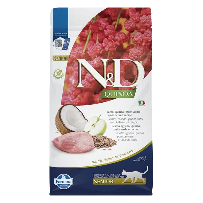 Farmina N&D cat QUINOA (GF) senior, lamb, green apple & coconut 1,5 kg