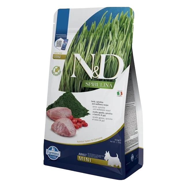 Farmina N&D dog SPIRULINA (GF) adult mini lamb and goji 0,8 kg