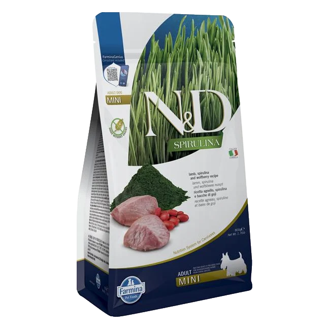 Farmina N&D dog SPIRULINA (GF) puppy mini lamb and goji  0,8 kg
