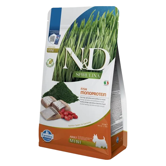 Farmina N&D dog SPIRULINA (GF) adult mini herring and goji  0,8 kg