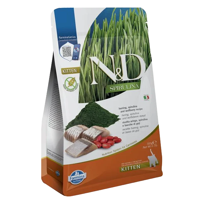 Farmina N&D cat SPIRULINA (GF) kitten, herring & goji 0,3 kg