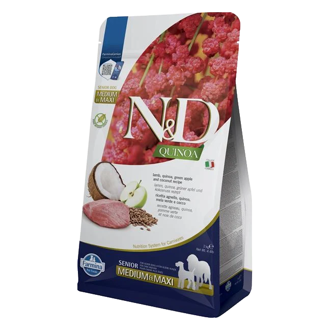 Farmina N&D dog QUINOA (GF) senior med/max lamb, green apple and coconut 2 kg