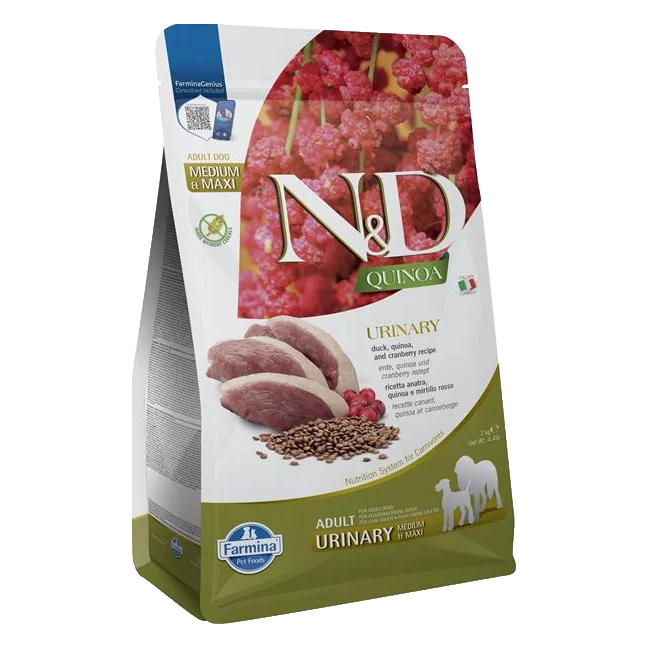 Farmina N&D dog QUINOA (GF) adult med/max urinary , duck & cranberry 2 kg