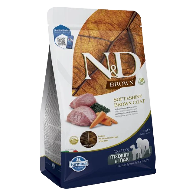 Farmina N&D dog BROWN (GF) adult med/max, spirulina & carrot, lamb 2 kg