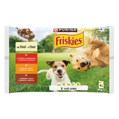 Nestlé Friskies dog Adult Multipack hovädzie&kura&jahňa v želé kapsička 4x85 g