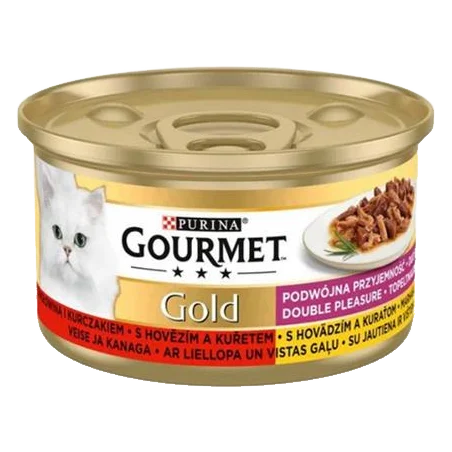 Nestlé GOURMET GOLD cat hovädzie&kura kúsky šťava konz.12x85 g