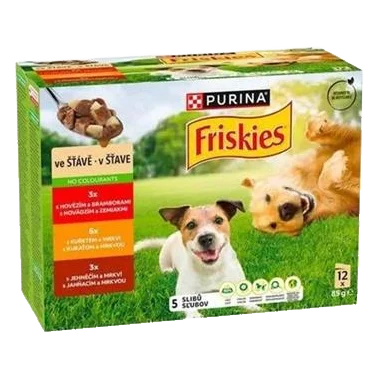 Nestlé Friskies dog Adult Multipack hovädzie&kura&jahňa v šťave kapsička 24x85 g