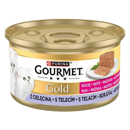 Nestlé GOURMET GOLD cat kitten s teľacím paštéta konz.12x85 g
