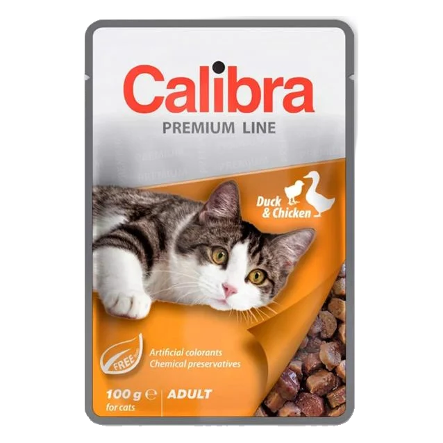 Calibra KAPSIČKA Premium cat Adult Kačka & kura v omáčke 24 x 100 g