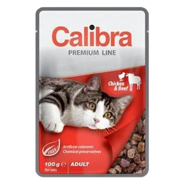 Calibra KAPSIČKA Premium cat Adult Kura & hovädzie v omáčke 24 x 100 g