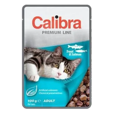 Calibra KAPSIČKA Premium cat Adult Pstruh & losos v omáčke 24 x 100 g
