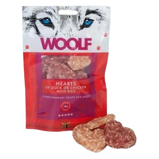Pamlsok Woolf Dog Duck & Chicken Hearts 100 g
