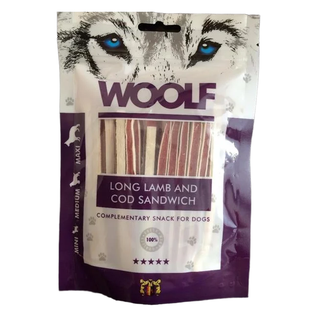 Pamlsok Woolf Dog Lamb & Codfish Soft Sandwich LONG 100 g