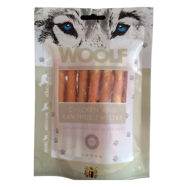 Pamlsok Woolf Dog Chicken & Rawhide Twister 100 g