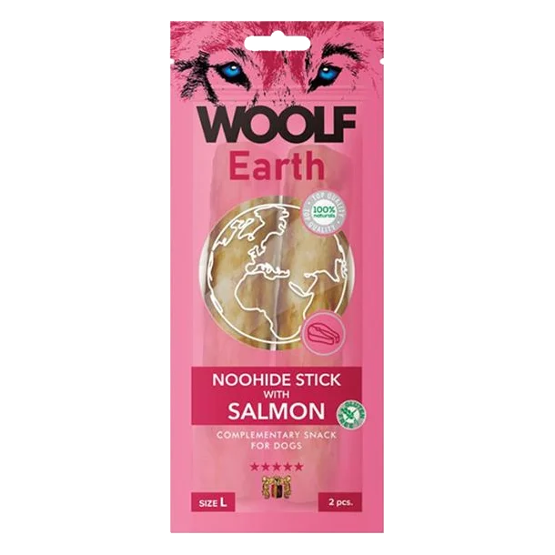 Pamlsok Woolf Dog Earth NOOHIDE L Sticks with Salmon 85 g