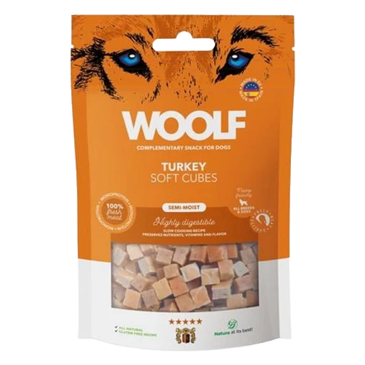 Pamlsok Woolf Dog Soft Cubes Turkey 100 g