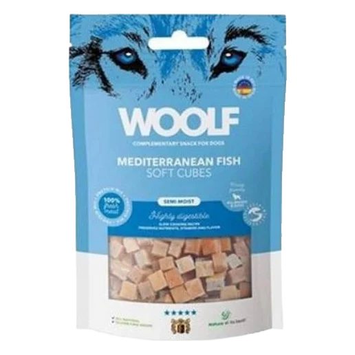 Pamlsok Woolf Dog Soft Cubes Mediterranean Fish 100 g