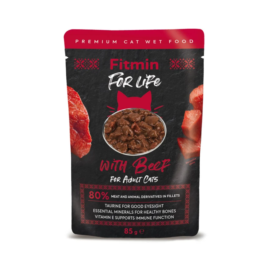 Fitmin for Life Cat Adult kapsička hovädzie 85g