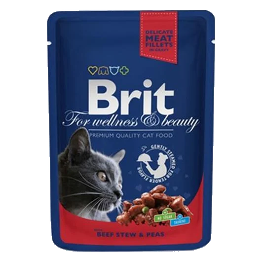 BRIT Premium cat Kapsička Adult Beef Stew & Peas 100 g