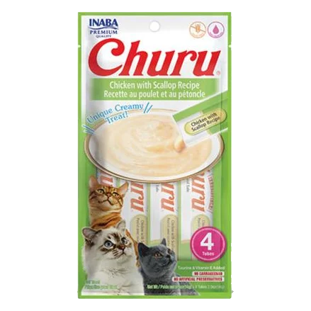 Pamlsok Inaba Churu Pyré cat Kura s hrebenatkou 4 tuby 56 g