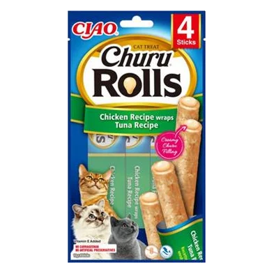 Pamlsok Inaba Churu Rolls cat Kura & Tuniak 4 tuby 40 g