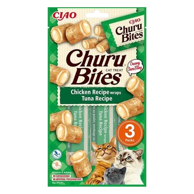 Pamlsok Inaba Churu Bites cat Kura s tuniakom 3 tuby 30 g