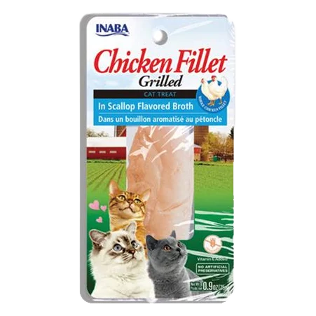 Pamlsok Inaba Grilled cat Kura vo vývare z hrebenatky 25 g