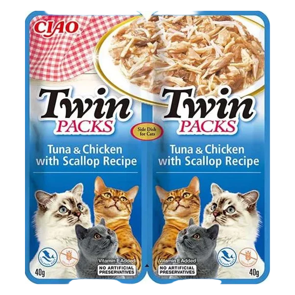 Inaba Twin Packs Cat Kapsička Tuniak & Kura s hrebenatkou 80 g