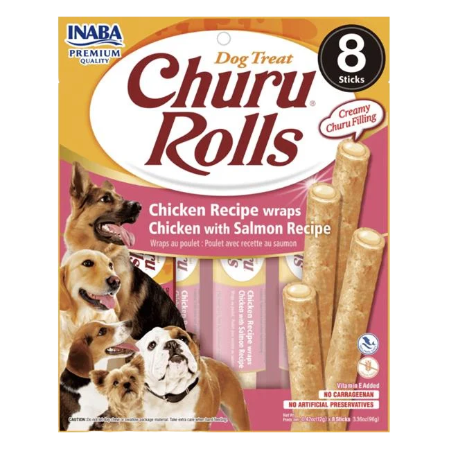 Pamlsok Inaba Churu Rolls dog Kura s lososom 8 ks 96 g