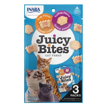 Pamlsok Inaba Juicy Bites cat Hrebenatka & Krab 3 x 11,30 g