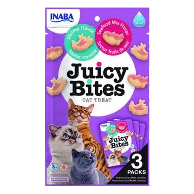 Pamlsok Inaba Juicy Bites cat Krevety & Plody mora 3 x 11,30 g