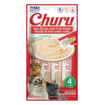 Pamlsok Inaba Churu Pyré cat Tuniak s krabou príchuťou 4 tuby 56 g