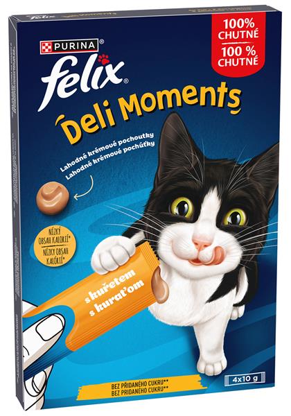 Nestlé FELIX Delimoments cat krémová pochúťka s kuraťom 4x10g