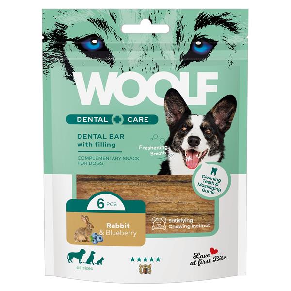 Pamlsok Woolf Dental Care Rabbit and Blueberry Bar 108 g