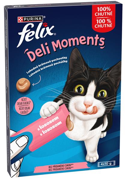 Nestlé FELIX Delimoments cat krémová pochúťka s losom 4x10g