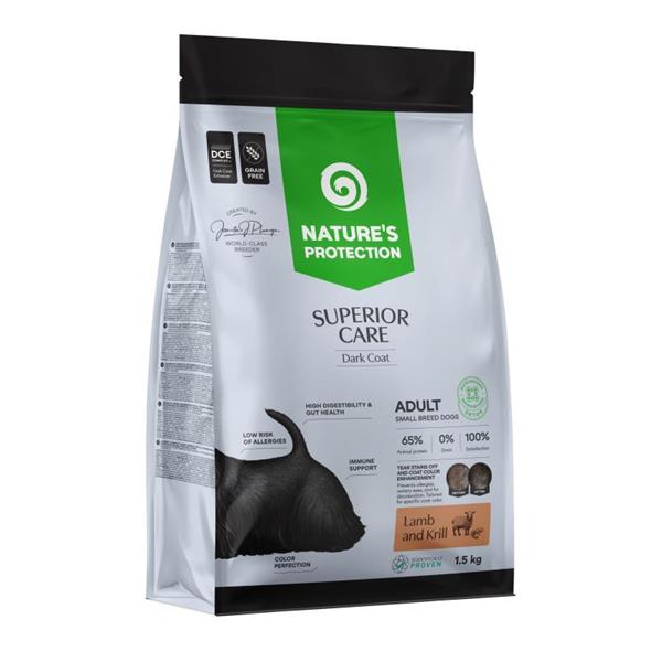 Natures P Superior care dark coat dog adult GF lamb&krill small breeds 1,5 kg