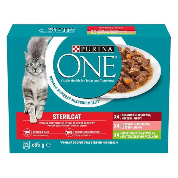 Nestle PURINA ONE cat Multipack Sterilcat mini filetky s hovädzím a mrkvou v šťave 12x85g - rabat