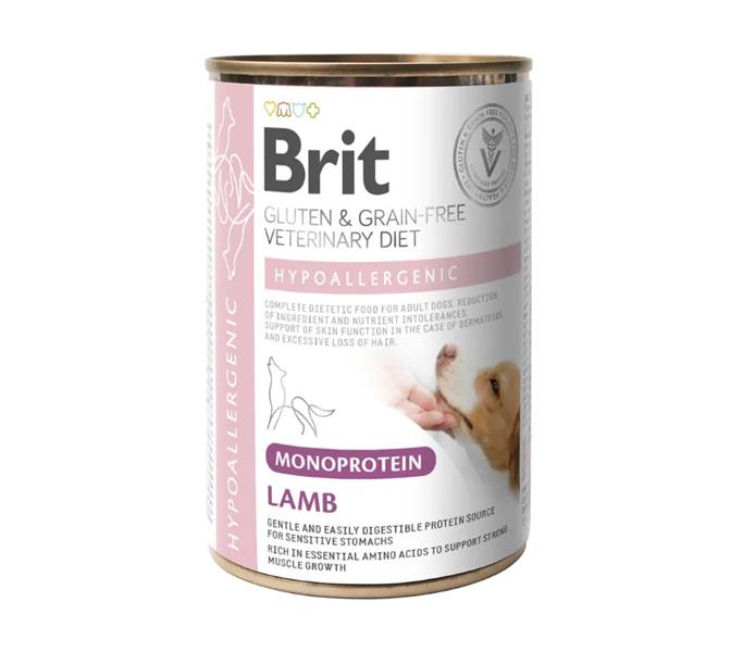 Brit Veterinary Diet Dog Can Hypoallergenic Monoprotein Lamb 400 g konzerva