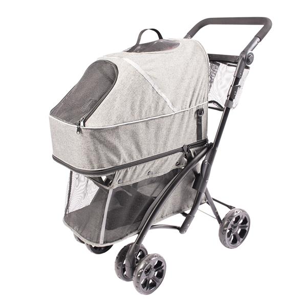 Kočík PET BUGGY DELUXE šedý - max. nosnosť 15kg 79x46x99cm