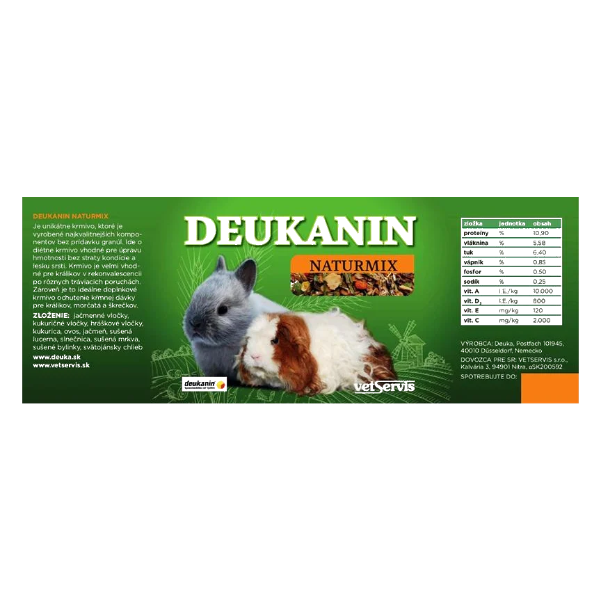 Deukanin Naturmix 2 kg vedro (Králiky, morčatá, škrečky)