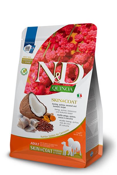 Farmina N&D dog QUINOA (GF) adult medium & maxi, skin & coat, herring 2,5 kg