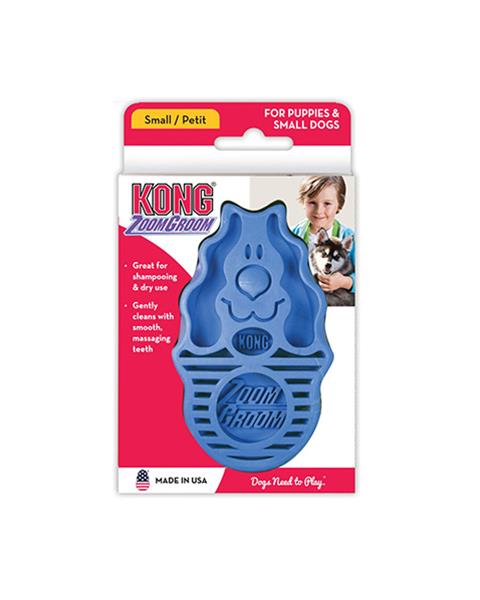 Hrebeň Kong gumový ZoomGroom modrý L - 11,5 × 7 × 2,5 cm