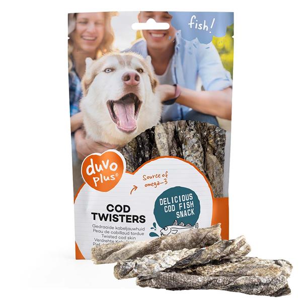 Pamlsok DUVO+ Fish! Prúžky treska twisters 100g