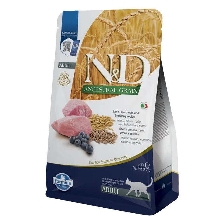 Farmina N&D cat AG adult, lamb, spelt, oats & blueberry 0,3 kg