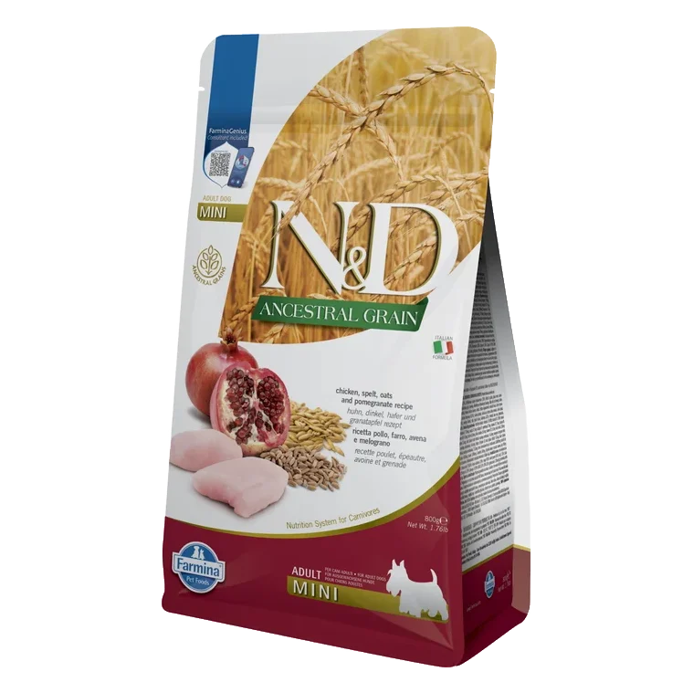 Farmina N&D dog AG adult mini, chicken, spelt, oats & pomegranate 0,8 kg